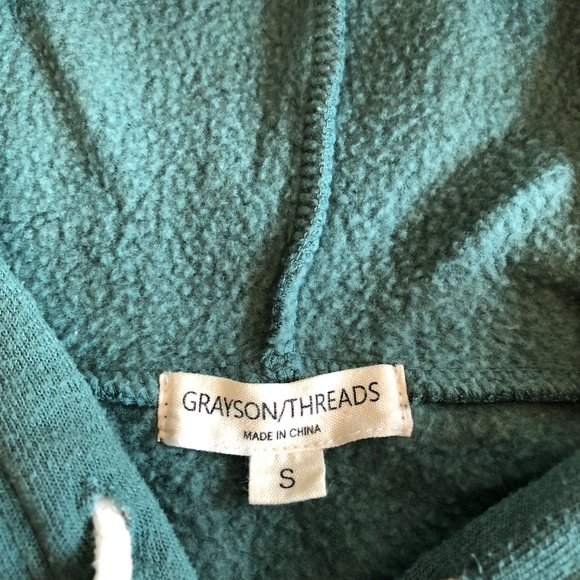 Grayson/Threads Soft Cropped Hoodie Green Long Sleeve Sweatshirt Top - Picture 7 of 12